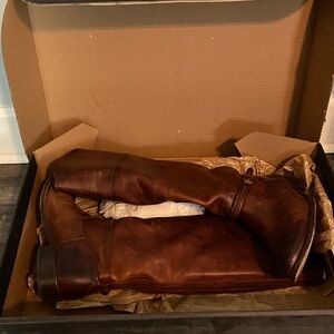 Frye Melissa Seam Cognac Leather Tall Boots